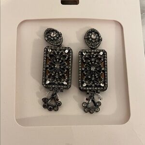NWT ZARA Dark Crystal 2 1/2 inch Pierced Earrings